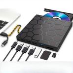 TechTic 8’si 1 Arada Harici CD DVD Yazıcı USB 3.0 Type-C – Çoklu USB Hub, SD/TF Kart Okuyucu, Taşınabilir Optik Sürücü