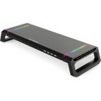 Techtic Bilgisayar Monitör Yükseltici Laptop Sehpası Rgb 4 USB Hub Yükseklik Ayarlı Monitör Standı - Siyah