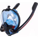 Techtic Çift Tüp Silikon Şnorkel Tam Yüz Dalış Maskesi Fullface Buğu Önceliyici Anti Sızıntı Gopro - Mavi - Siyah - L - XL