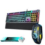 Techtic Mekanik Klavye Mouse Seti Kablolu Klavye 2.4G Mouse Rgb Bilek Destegi Daktilo Klavye Retro