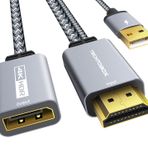 TECHTOBOX HDMI DisplayPort Adaptörü 4K60Hz [Örgülü, Yüksek Hız] HDMI Kaynağı DP Monitör Dönüştürücü, HDMI Erkek Ekran Bağlantı Noktası Dişi PC Grafik Kartı Dizüstü PS5/4