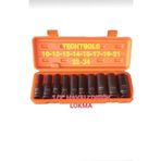 TECHTOOLS Havalı Lokma 10'lu 1/2'' Tam Profesyonel Uzun Derin Siyah Lokma Takımı