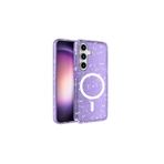 Techtrove Galaxy S25 Plus Kılıf Magsafe Şarj Özellikli Parlayan Simli Saydam Renkli Kapak Mor