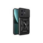 Techtrove İnfinix Smart 8 Kılıf Magnetik Standlı Sürgülü Kamera Korumalı Tank Kapak Siyah