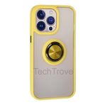 Techtrove İphone 13 Pro Kılıf Yüzüklü Stand Özellikli Darbe Korumalı Mat Silikon Kapak Sarı
