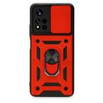 Techtrove Poco M4 Pro 5G Kılıf Sürgülü Kamera Korumalı Yüzüklü Stand Olabilen Magnetic Tpu Tank Kapak Kırmızı