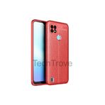 Techtrove Realme C21 Kılıf Deri Extra Korumalı Slikon Kapak Kırmızı