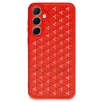 Techtrove Samsung Galaxy A25 Kılıf Kamera Korumalı Geometrik Petek Motifli Silikon Kapak Kırmızı