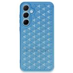 Techtrove Samsung Galaxy A25 Kılıf Kamera Korumalı Geometrik Petek Motifli Silikon Kapak Mavi
