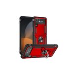 Techtrove Samsung Galaxy Z Flip 4 Kılıf Yüzüklü Stand Olabilen Magnetic Tpu Tank Kapak Kırmızı