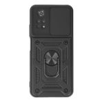 Techtrove Xiaomi Poco M4 Pro 4G Kılıf Sürgülü Kamera Korumalı Yüzüklü Stand Olabilen Magnetic Tpu Tank Kapak Siyah