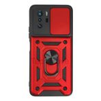 Techtrove Xiaomi Poco X3 Gt Kılıf Sürgülü Kamera Korumalı Yüzüklü Stand Olabilen Magnetic Tpu Tank Kapak Kırmızı