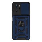 Techtrove Xiaomi Poco X3 Gt Kılıf Sürgülü Kamera Korumalı Yüzüklü Stand Olabilen Magnetic Tpu Tank Kapak Lacivert