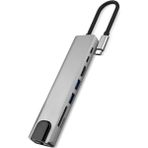 Techugo Çok Fonksiyonlu Type C Hub USB HDMI Ethernet Kart Okuyucu - Belirtilmemiş