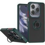 Tecno Spark 20 Pro Uyumlu Kılıf Yüzüklü Standlı Extra Darbe Koruma Sert Silikon Kapak - Yeşil