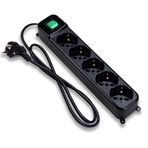 Tecnoware Power Systems elektrik prizi - 5 SCHUKO/ITALIA çıkışlı, 10/16A 45° eğimli, ışıklı şalter ve çocuk koruması - SCHUKO giriş fişi
