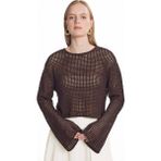 Ted Baker Kahverengi Kadın Kayık Yaka Ajurlu Kazak TBWRKW2011 - Açık Kahve - M