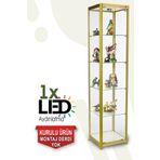 Teda Camlı Vitrin - Camlı Dolap - Camlı Koleksiyon Vitrini - Cam Raf - Kurulu Ürün 180x40x40