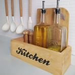 Teda Retro Ahşap Kutu Organizer - Mutfak Düzenleyici - Dekoratif Kutu - Mutfak Rafı - Yağdanlık Kutusu - Kahverengi
