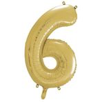 Tedaks 1 Adet 34 İnç 76 Cm Gold Folyo Balon Helyum Balon 6 Yaş Balonu 6 Rakam Balon