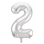 Tedaks 1 Adet 34 İnç 76 Cm Gümüş Folyo Balon Helyum Balon 2 Yaş Balonu 2 Rakam Balon