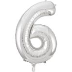Tedaks 1 Adet 34 İnç 76 Cm Gümüş Folyo Balon Helyum Balon 6 Yaş Balonu 6 Rakam Balon