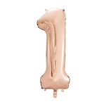 Tedaks 1 Adet 34 İnç 76 Cm Rose Gold Folyo Balon Helyum Balon 1 Yaş Balonu 1 Rakam Balon