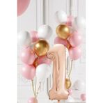 Tedaks 1 Yaş Retro Gold Pembe Beyaz Balon Seti Rose Gold Rakamlı Doğum Günü Balonu Şık Parti Süsleme