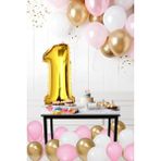 Tedaks 1 Yaş Retro Krom Gold Pembe Beyaz Balon Seti Gold Rakamlı Doğum Günü Balonu Şık Parti Süsleme