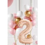 Tedaks 2 Yaş Retro Gold Pembe Beyaz Balon Seti Rose Gold Rakamlı Doğum Günü Balonu Şık Parti Süsleme