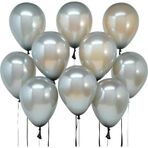 Tedaks 20 Adet 12 İnç 30 Cm Metalik Gümüş Balon Doğum Günü Süsleme