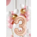 Tedaks 3 Yaş Retro Gold Pembe Beyaz Balon Seti Rose Gold Rakamlı Doğum Günü Balonu Şık Parti Süsleme