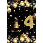 Tedaks 4 Yaş Gold Siyah Balon Seti Gold Rakamlı Doğum Günü Balonu Şık Parti Süsleme