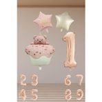 Tedaks 4 Yaş Retro Folyo Pembe Kek Pembe Krem Yıldız Folyo Balon Rose Gold Rakam Doğum Günü Süsleme