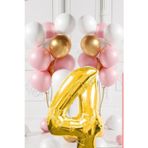 Tedaks 4 Yaş Retro Gold Pembe Beyaz Balon Seti Gold Rakamlı Doğum Günü Balonu Şık Parti Süsleme