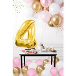 Tedaks 4 Yaş Retro Krom Gold Pembe Beyaz Balon Seti Gold Rakamlı Doğum Günü Balonu Şık Parti Süsleme
