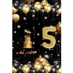 Tedaks 5 Yaş Gold Siyah Balon Seti Gold Rakamlı Doğum Günü Balonu Şık Parti Süsleme