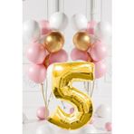 Tedaks 5 Yaş Retro Gold Pembe Beyaz Balon Seti Gold Rakamlı Doğum Günü Balonu Şık Parti Süsleme