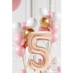 Tedaks 5 Yaş Retro Gold Pembe Beyaz Balon Seti Rose Gold Rakamlı Doğum Günü Balonu Şık Parti Süsleme