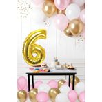 Tedaks 6 Yaş Retro Krom Gold Pembe Beyaz Balon Seti Gold Rakamlı Doğum Günü Balonu Şık Parti Süsleme