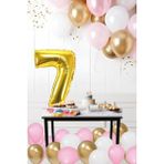 Tedaks 7 Yaş Retro Krom Gold Pembe Beyaz Balon Seti Gold Rakamlı Doğum Günü Balonu Şık Parti Süsleme
