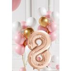Tedaks 8 Yaş Retro Gold Pembe Beyaz Balon Seti Rose Gold Rakamlı Doğum Günü Balonu Şık Parti Süsleme