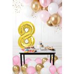 Tedaks 8 Yaş Retro Krom Gold Pembe Beyaz Balon Seti Gold Rakamlı Doğum Günü Balonu Şık Parti Süsleme