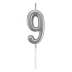 Tedaks 9 GümüŞ Mum 13 Cm Büyük Boy Rakam Doğum Günü Pasta Süsleme
