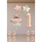 Tedaks 9 Yaş Retro Folyo Pembe Kek Pembe Krem Yıldız Folyo Balon Rose Gold Rakam Doğum Günü Süsleme