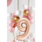 Tedaks 9 Yaş Retro Gold Pembe Beyaz Balon Seti Rose Gold Rakamlı Doğum Günü Balonu Şık Parti Süsleme