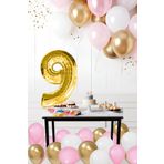 Tedaks 9 Yaş Retro Krom Gold Pembe Beyaz Balon Seti Gold Rakamlı Doğum Günü Balonu Şık Parti Süsleme