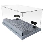 TEDDOO Şeffaf Toz Geçirmez Akrilik Ekran Kutusu (İki Dahili LED Spot Işığı ile) Lego Mini Karakter Serisi Karakter Yapı Taşı Oyuncakları, Çocuk ve Yetişkin Hediyeleri ile Uyumlu (Gri Taban)
