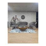 Teddy Takım Beyaz Boyalı Sivriltme Ayak Çay Seti Koltuk - Berjer , Balkon, Salon, Ofis Kahverengi Renk 40 X 125 Boyut/Ebat