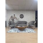 Teddy Takım Krom Kaplama Telli Ayak Çay Seti Koltuk - Berjer , Balkon, Salon, Ofis Kahverengi Renk 40 x 125 Boyut/ebat - Çok Renkli